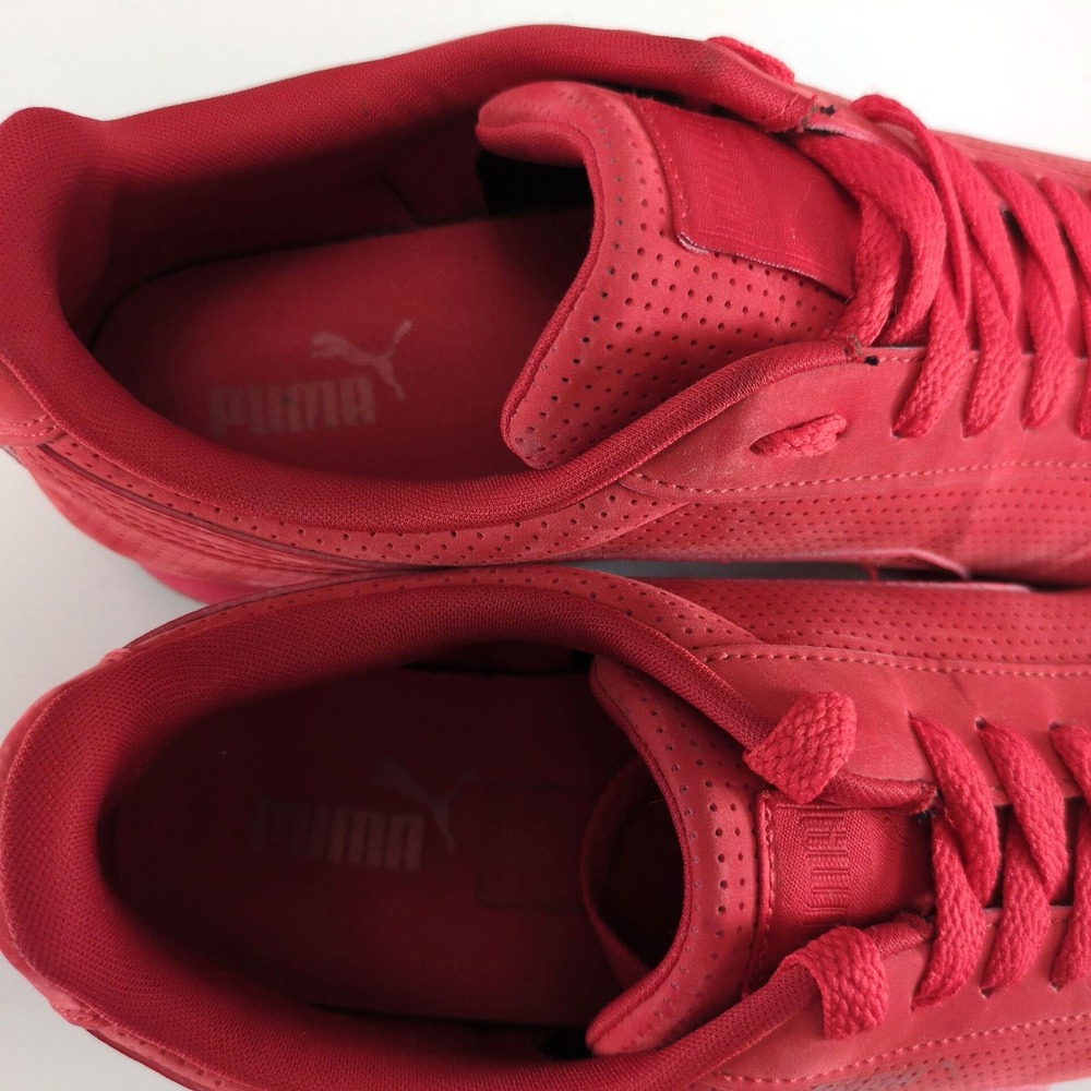 Puma Suede Courtside Perf Red Mens 8.5 Monochrome Perforated Sneakers 360983 02 - Picture 7 of 10